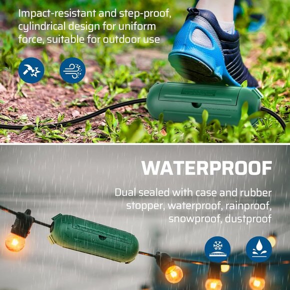 NIB 6 pack outdoor large extension cord waterproof latching covers Green - Picture 4 of 7